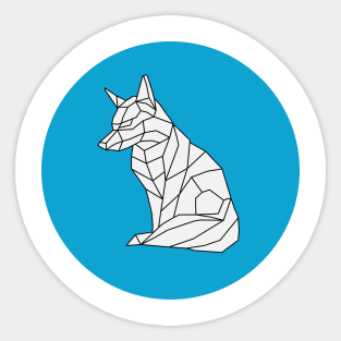 Origami Geometric Fox on Blue Sticker